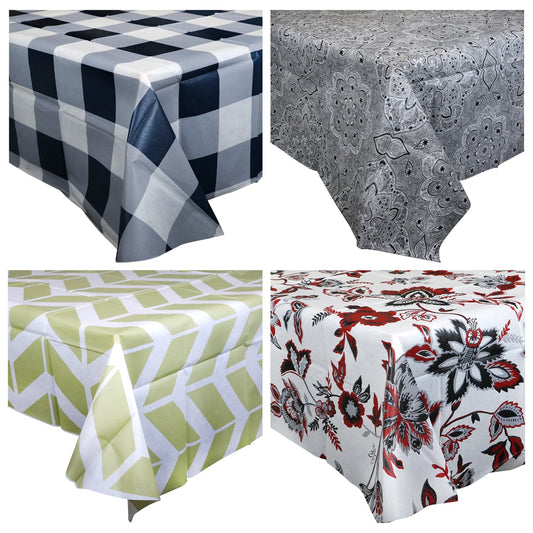 Home Collection Patterned Tablecloths with Flannel Backings (Pack of 36)