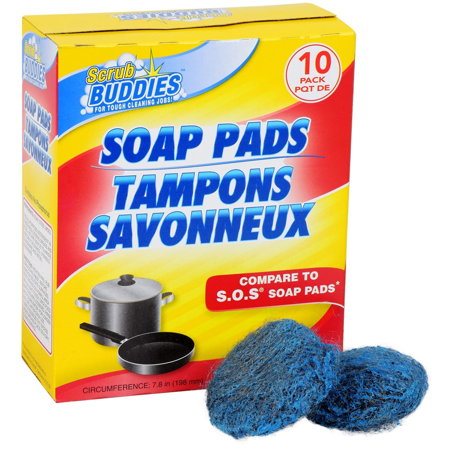 Scrub Buddies Steel Wool Soap Pads, 10-ct. Boxes (Pack of 24)