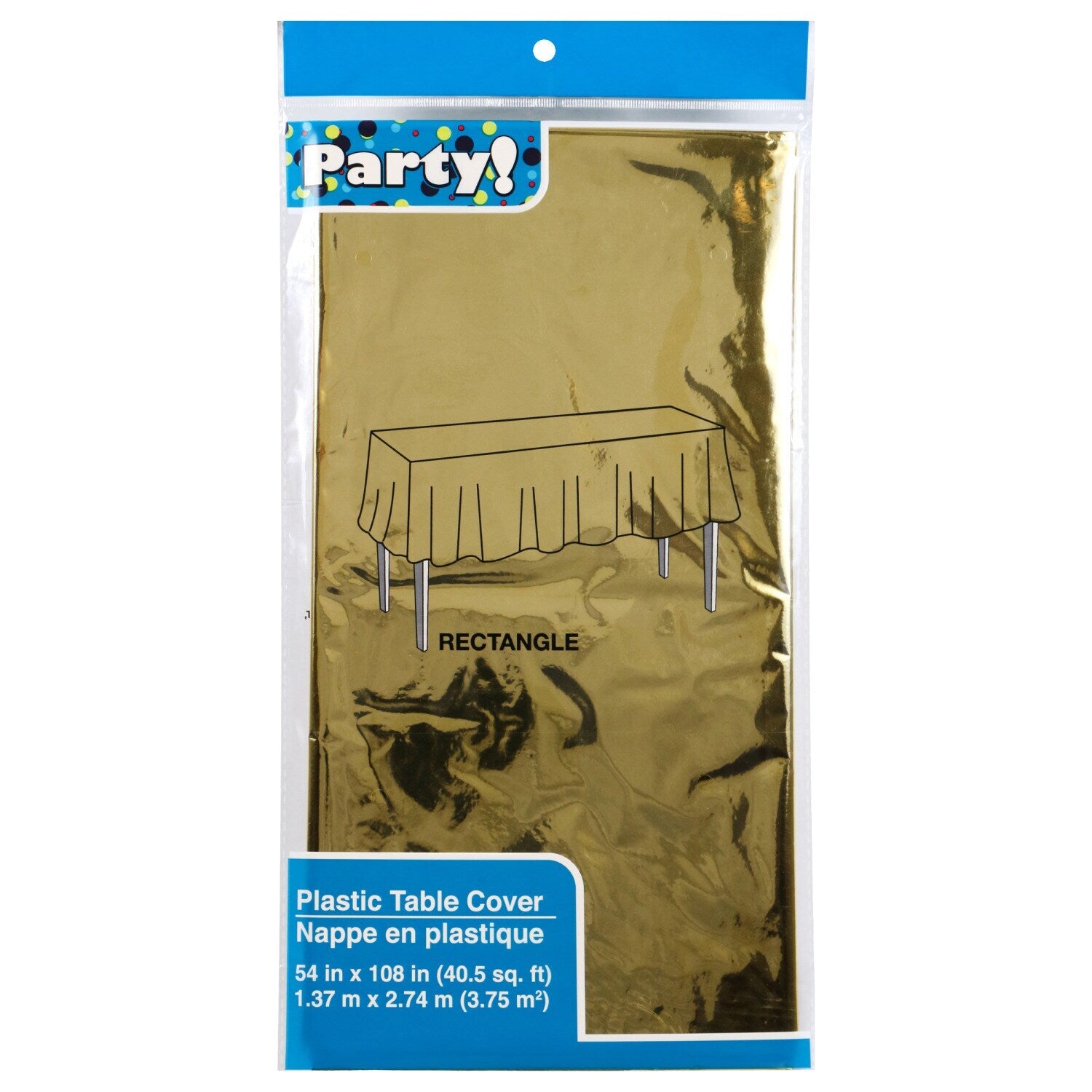 Gold Metallic Plastic Table Covers, 54x108 in. (Pack of 18)