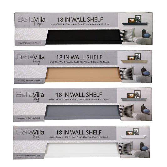 Decorative Wall Shelves, 17.8x4x1.8-in. (Pack of 12)
