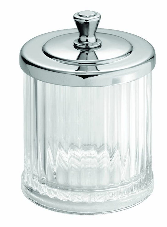 Bathroom Vanity Canister Jar Clear Chrome 3.5" x 3.5" x 5.1"