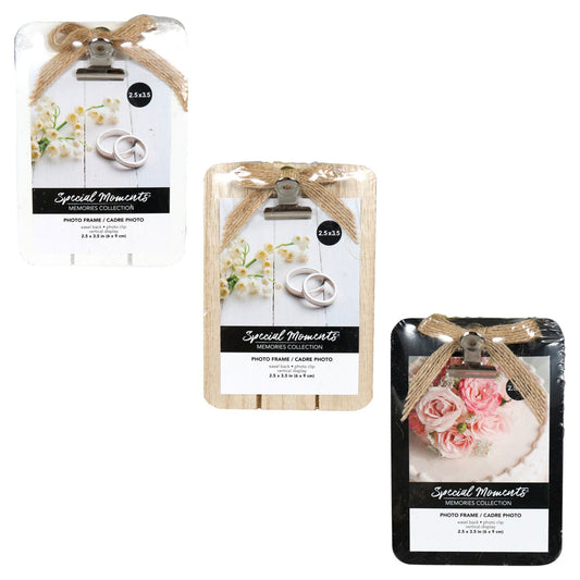 Memories Collection Mini Clip Photo Frames with Burlap Bows, 2.5x3.5 in(Pack 12)