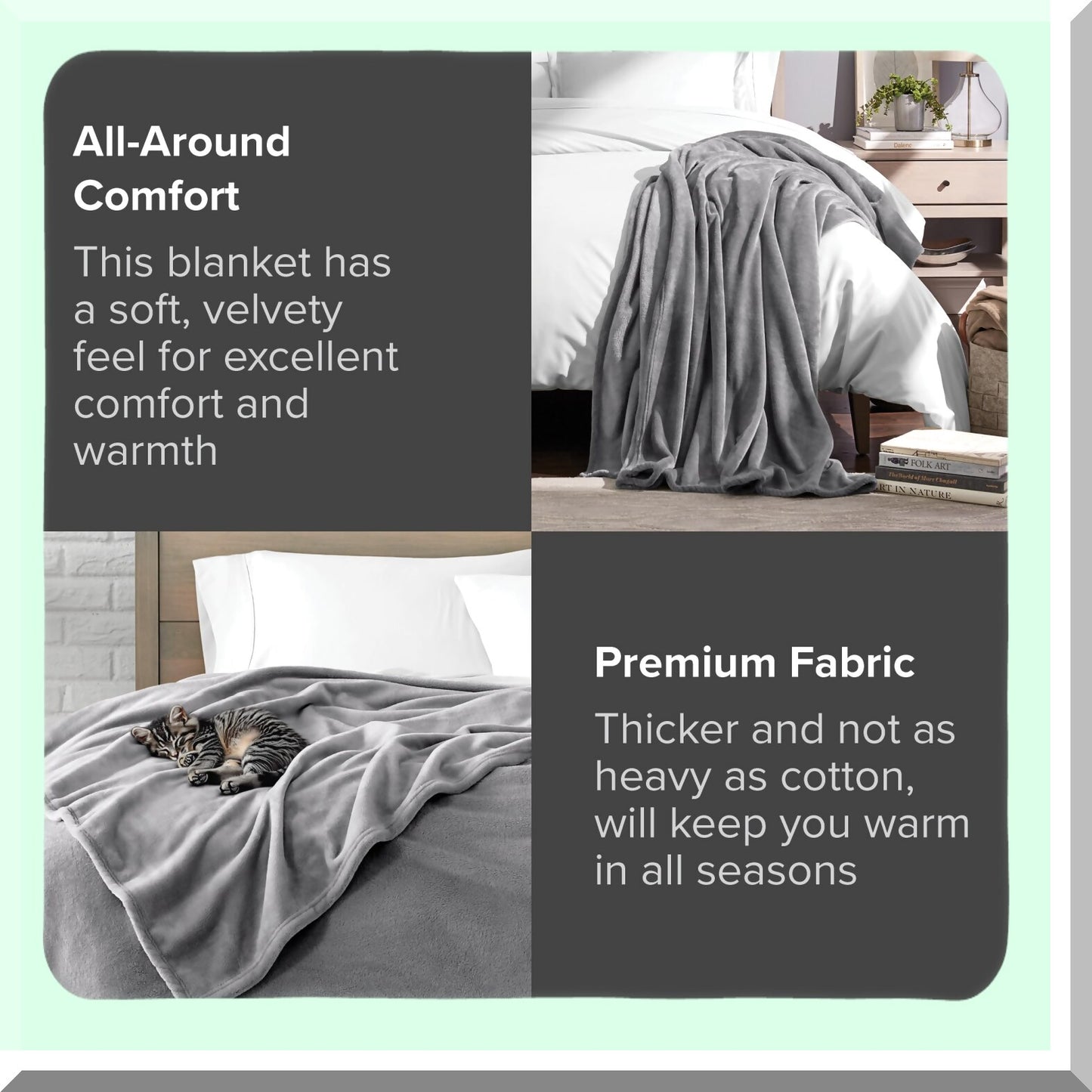 CozyCloud Microplush Fleece Blanket - Ultra Soft, Lightweight, Warm Grey Blanket for Bed, Sofa, Couch, Camping, and Travel (Twin/Twin XL)