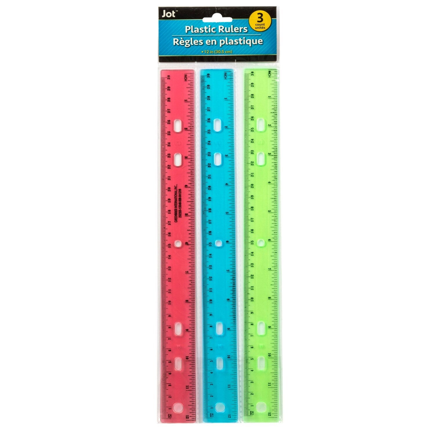 Jot Translucent Plastic Rulers, 3-ct. Packs (Pack of 4)