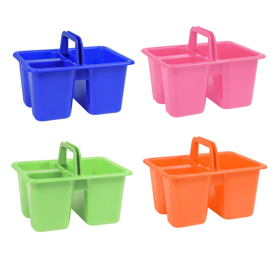 Colorful Plastic Craft Caddies with Handles, 6.5x4.5x4.75 in. (Pack of 24)