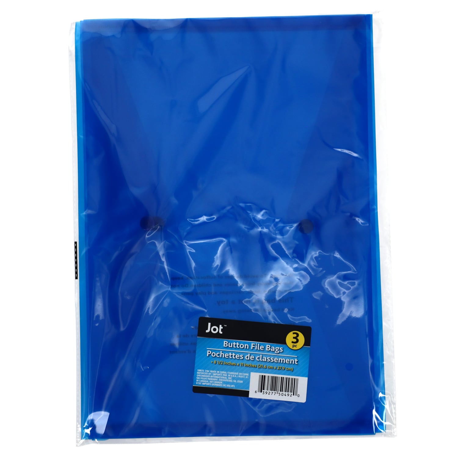 Button File Bags with Snap Closures, 3-ct. Packs (Pack of 24)