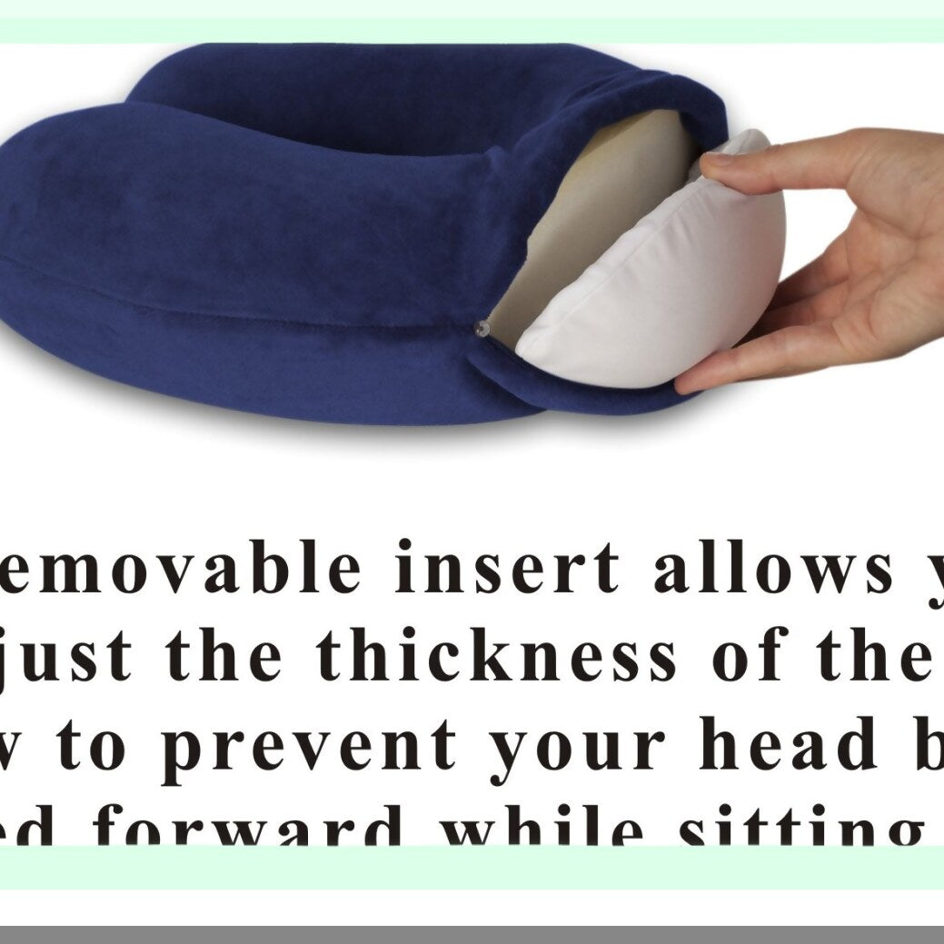 ComfortMax Memory Foam Neck Pillow - Adjustable Thickness for Ultimate Comfort - Dark Blue