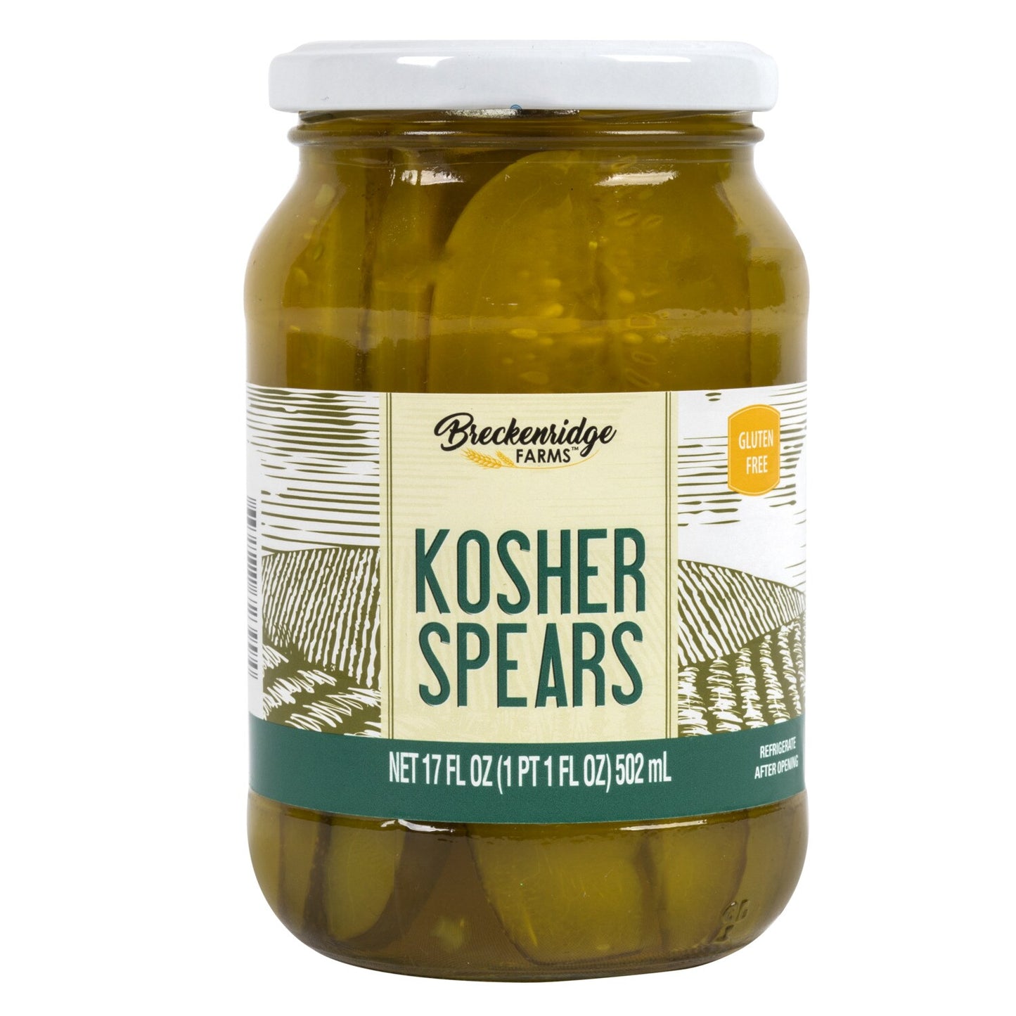 Breckenridge Farms Kosher Pickle Spears, 17 oz. Jars (Pack of 12)