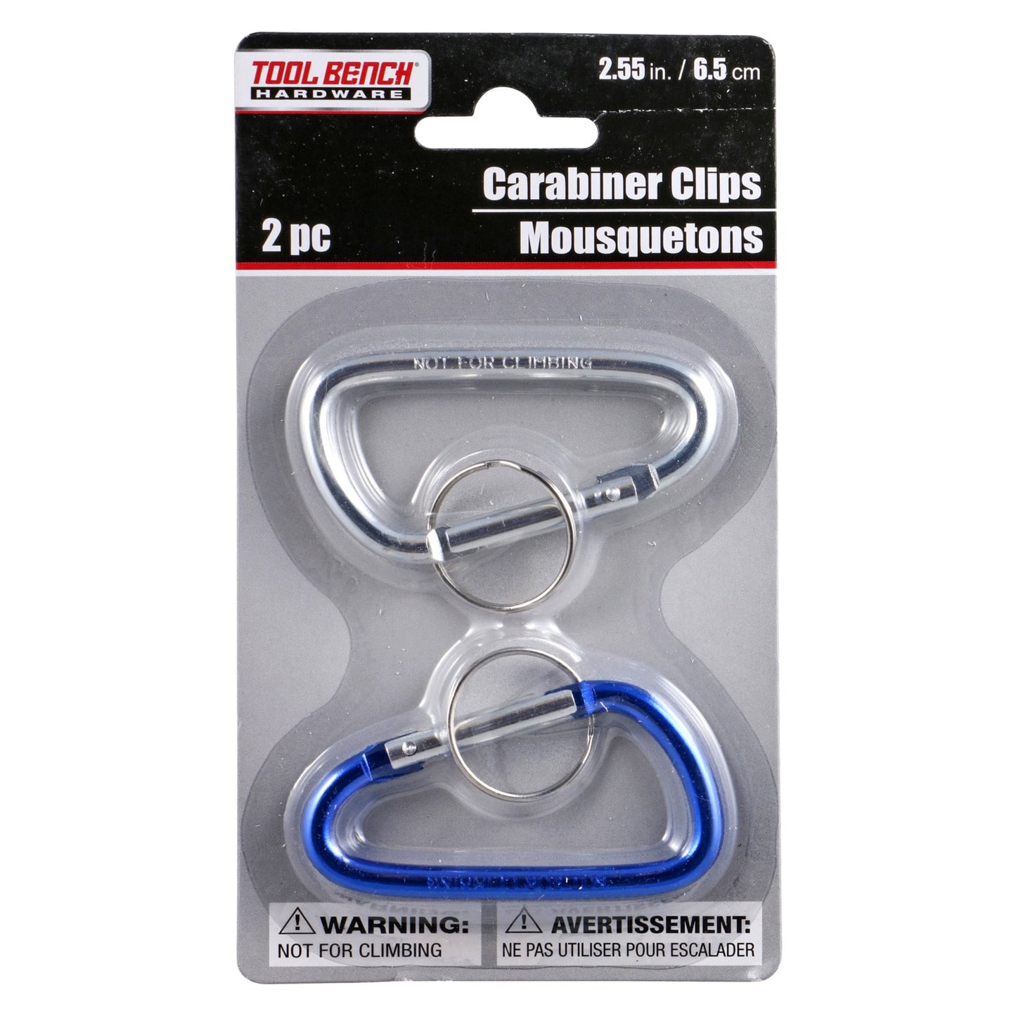 Tool Bench Hardware Carabiner Clips with Key Rings, 2-ct. Packs (Pack of 48)