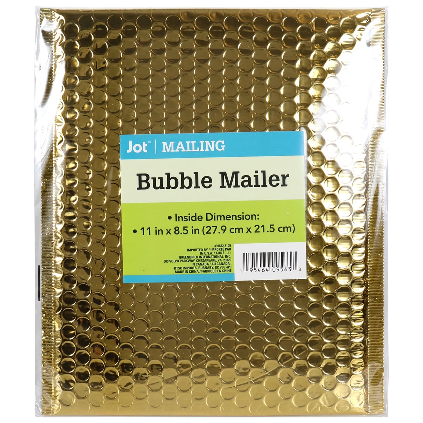 Jot Metallic Bubble Mailers, 11x8.8 in. (Pack of 36)