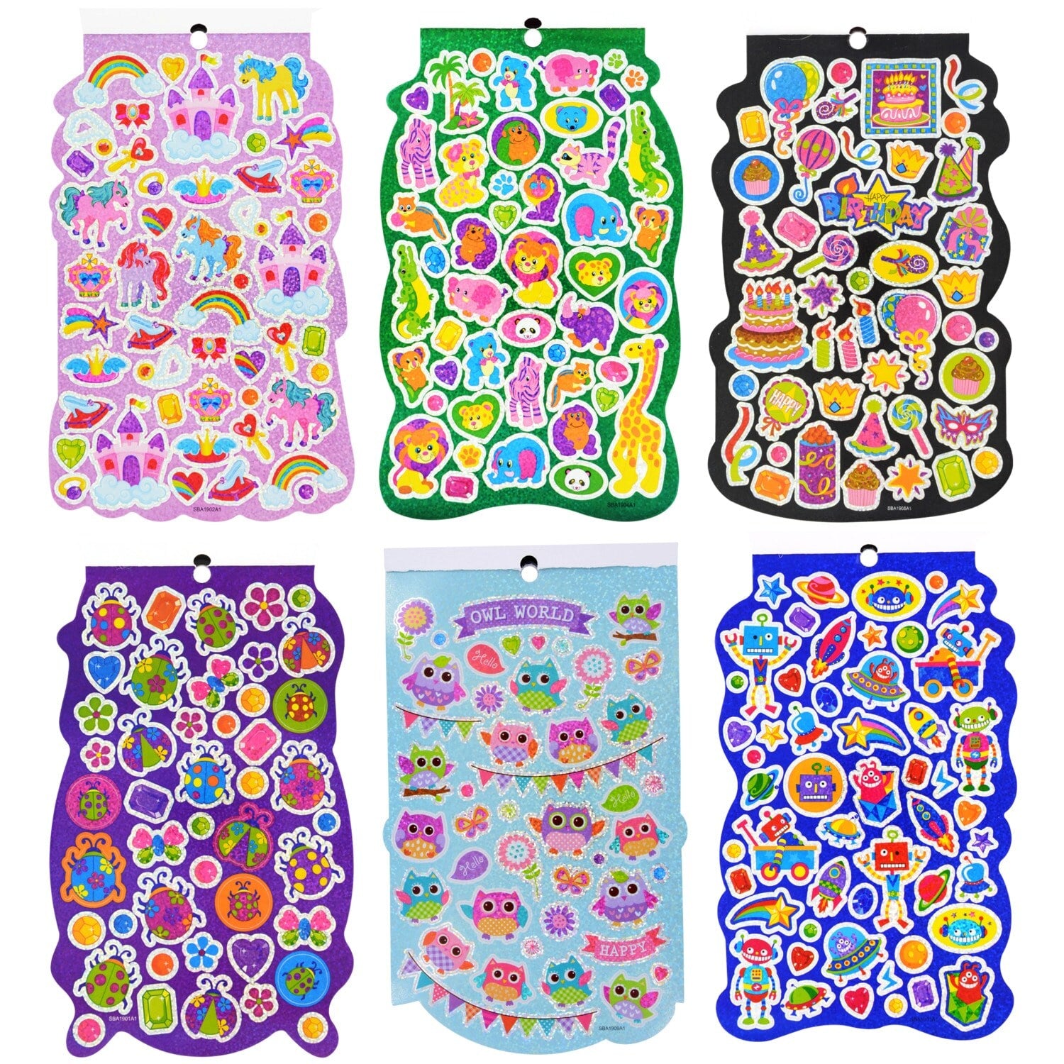 Assorted Sparkly Die Cut Sticker Books (Pack of 36)