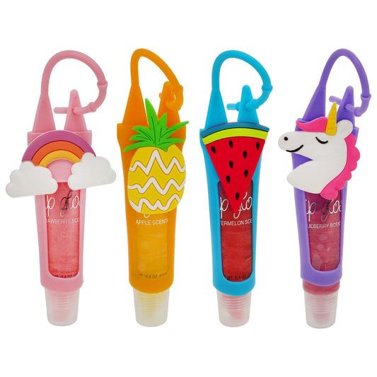 Lip Glosses with Fun Silicone Holders, 0.4-oz. Tubes (Pack of 36)