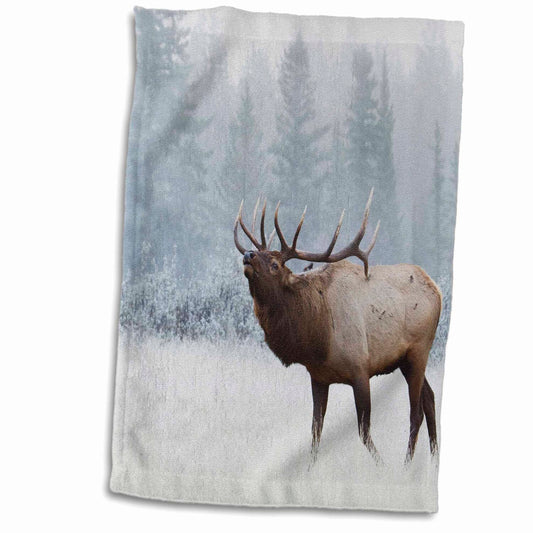 3D Rose Bull Elk Bugling Hand Towel 15" x 22"