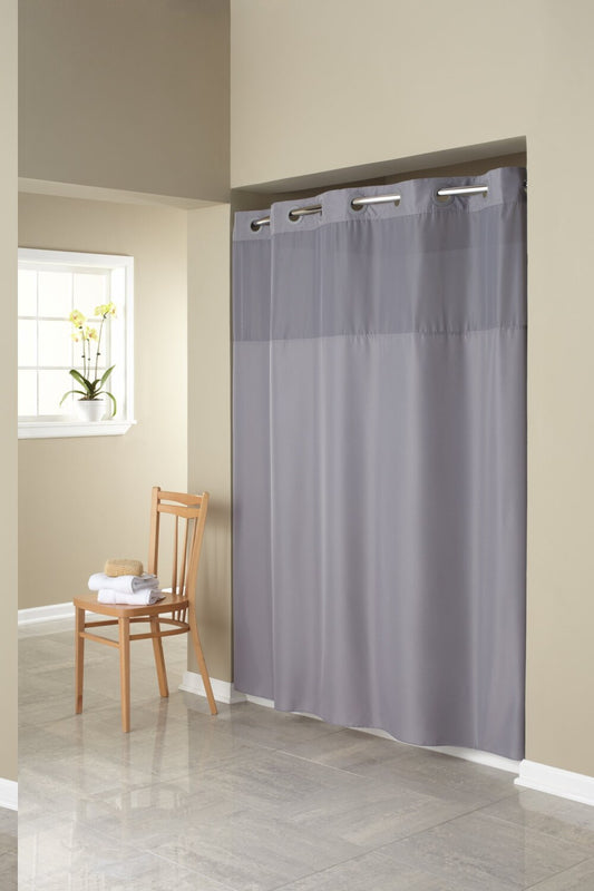Fabric Shower Curtain with Built-in Liner 71x74