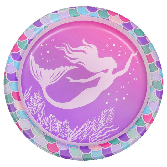 Mermaid Party 9-in Round Plates, 18-ct. Packs (Pack of 12)