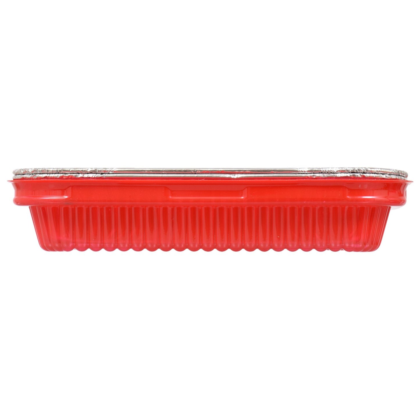 Square Foil Cake Pans with Red Plastic Lids (Pack of 36)