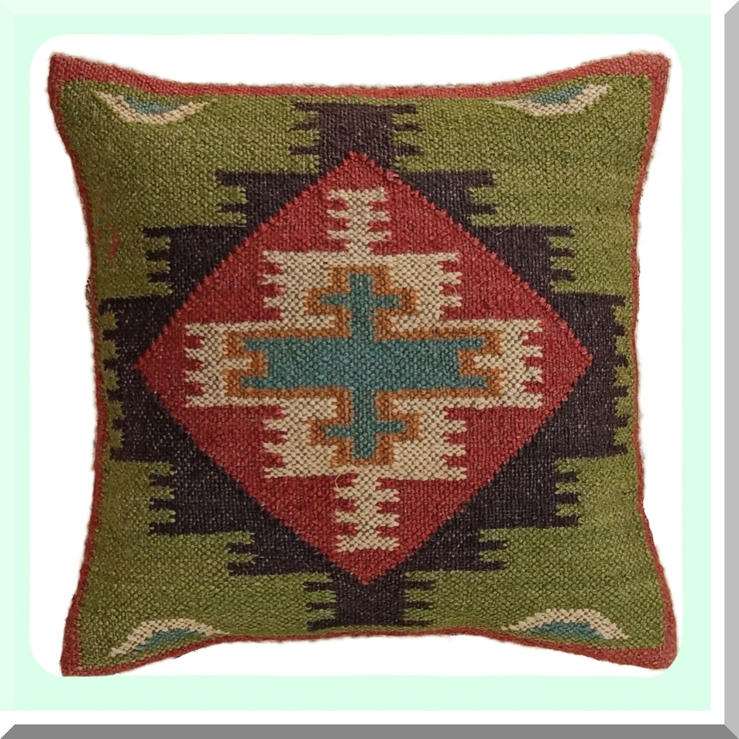 Luxury Wool Jute Geometric Pillow Cover - Farmhouse Throw Cushion Case