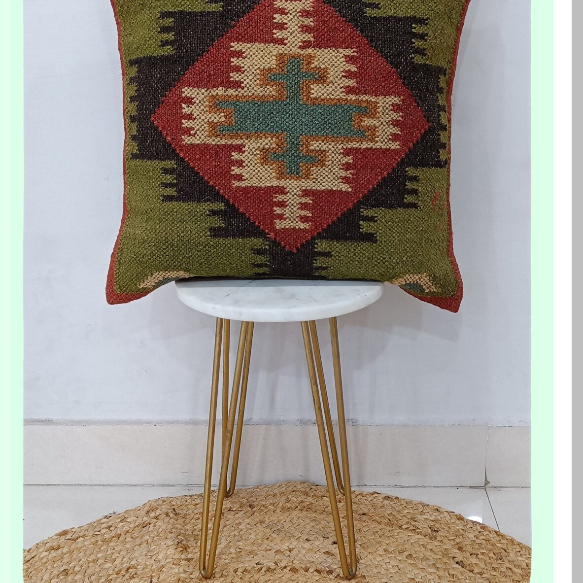 Luxury Wool Jute Geometric Pillow Cover - Farmhouse Throw Cushion Case