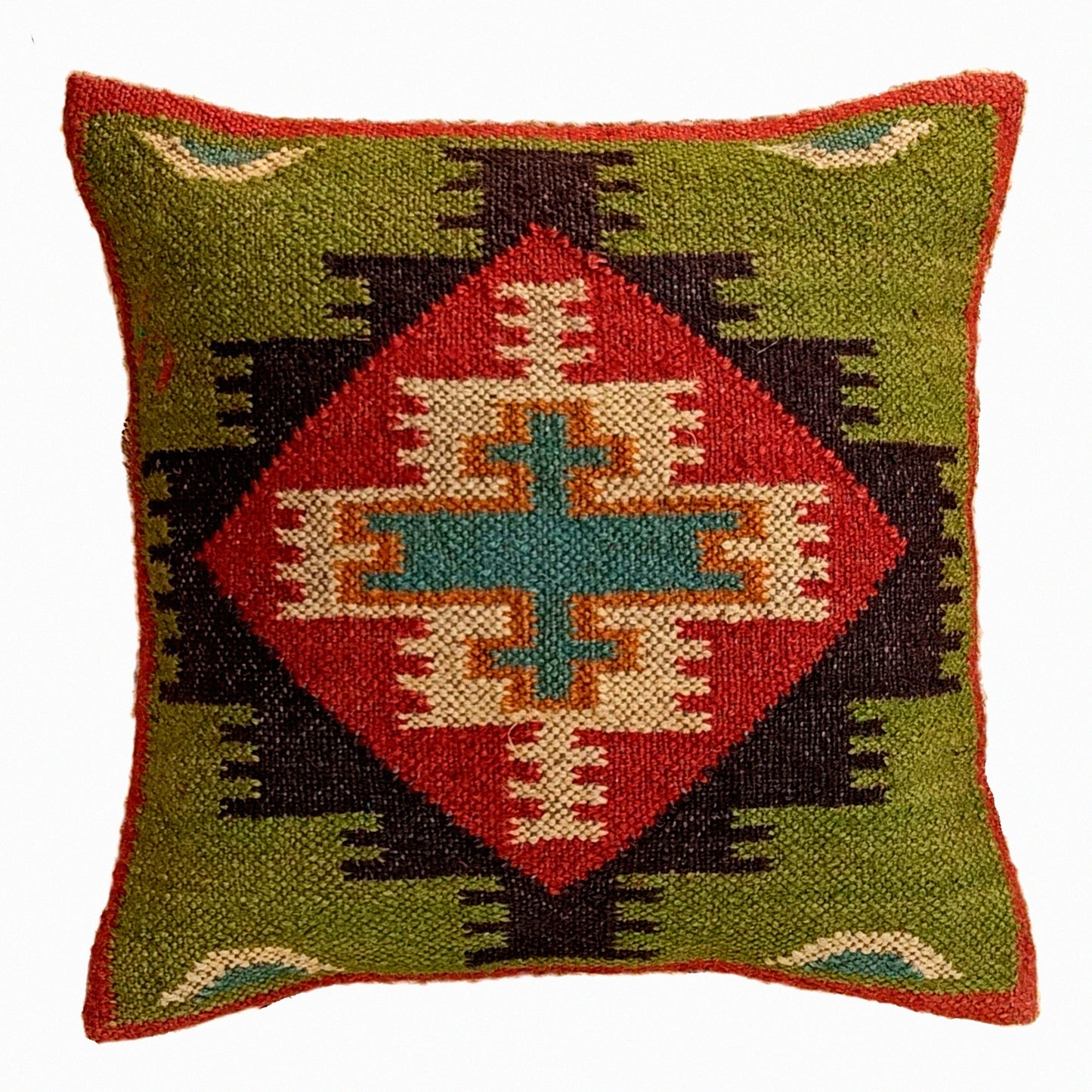 Luxury Wool Jute Geometric Pillow Cover - Farmhouse Throw Cushion Case