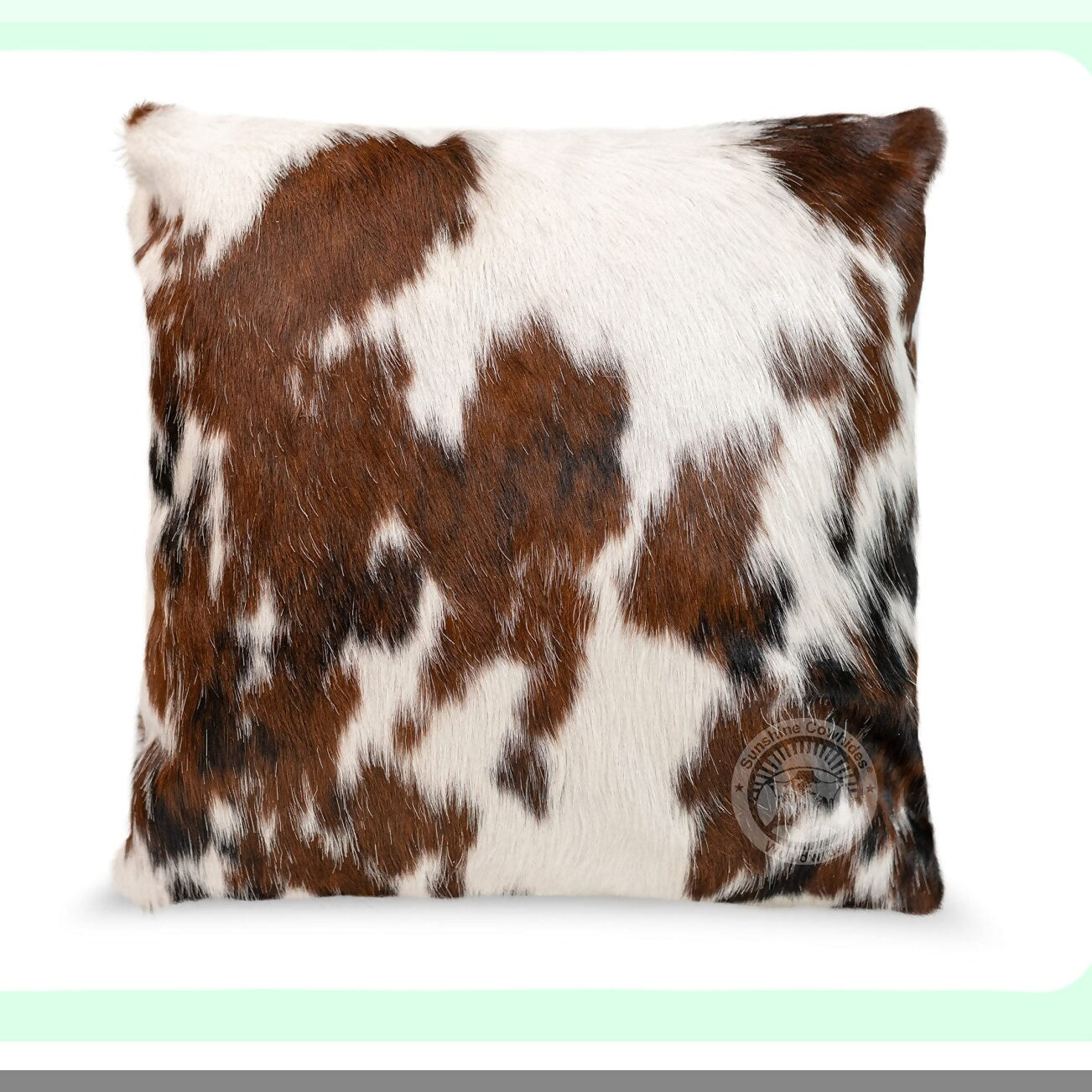 Tricolor Cowhide Hair-On Pillow Cover - Genuine Cowhide Cushion Cover 15 x 15 - Soft and Luxurious Hair-On Cowhide Pillow Cover