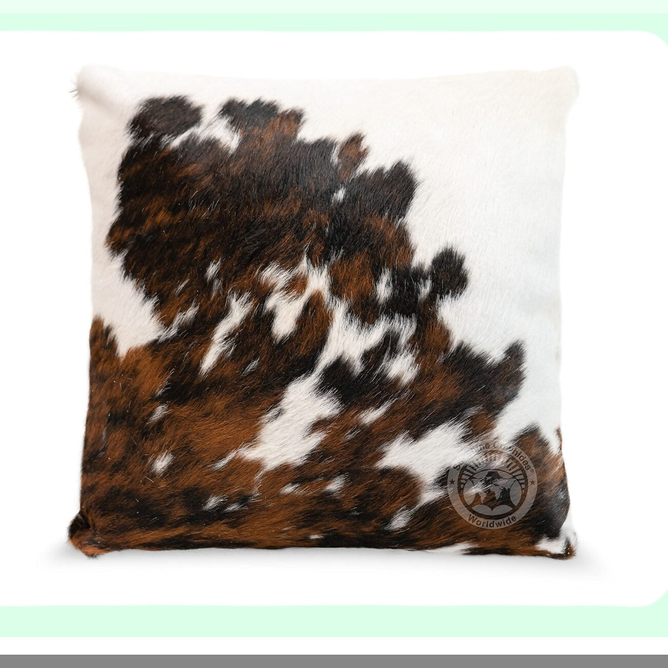 Tricolor Cowhide Hair-On Pillow Cover - Genuine Cowhide Cushion Cover 15 x 15 - Soft and Luxurious Hair-On Cowhide Pillow Cover