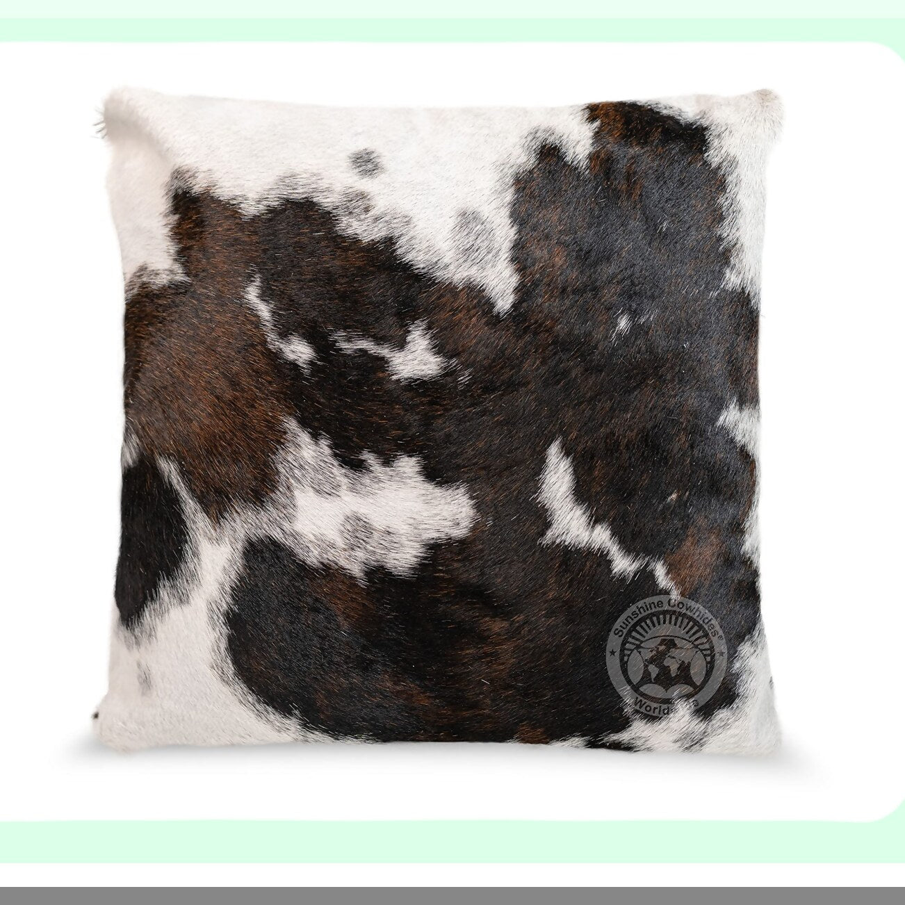 Tricolor Cowhide Hair-On Pillow Cover - Genuine Cowhide Cushion Cover 15 x 15 - Soft and Luxurious Hair-On Cowhide Pillow Cover