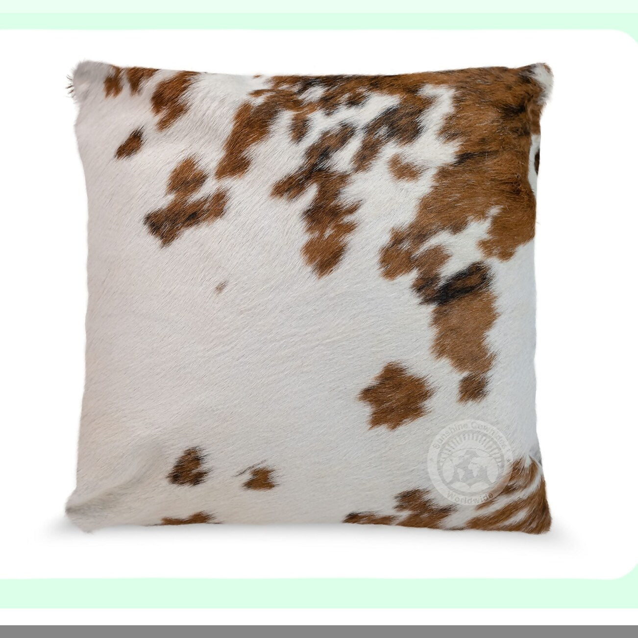 Tricolor Cowhide Hair-On Pillow Cover - Genuine Cowhide Cushion Cover 15 x 15 - Soft and Luxurious Hair-On Cowhide Pillow Cover