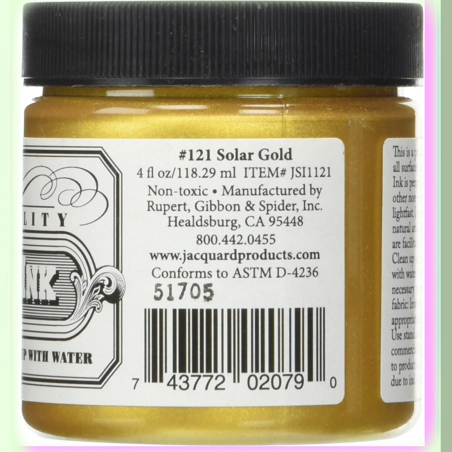 Water-Soluble Screen Print Ink 4oz Solar Gold