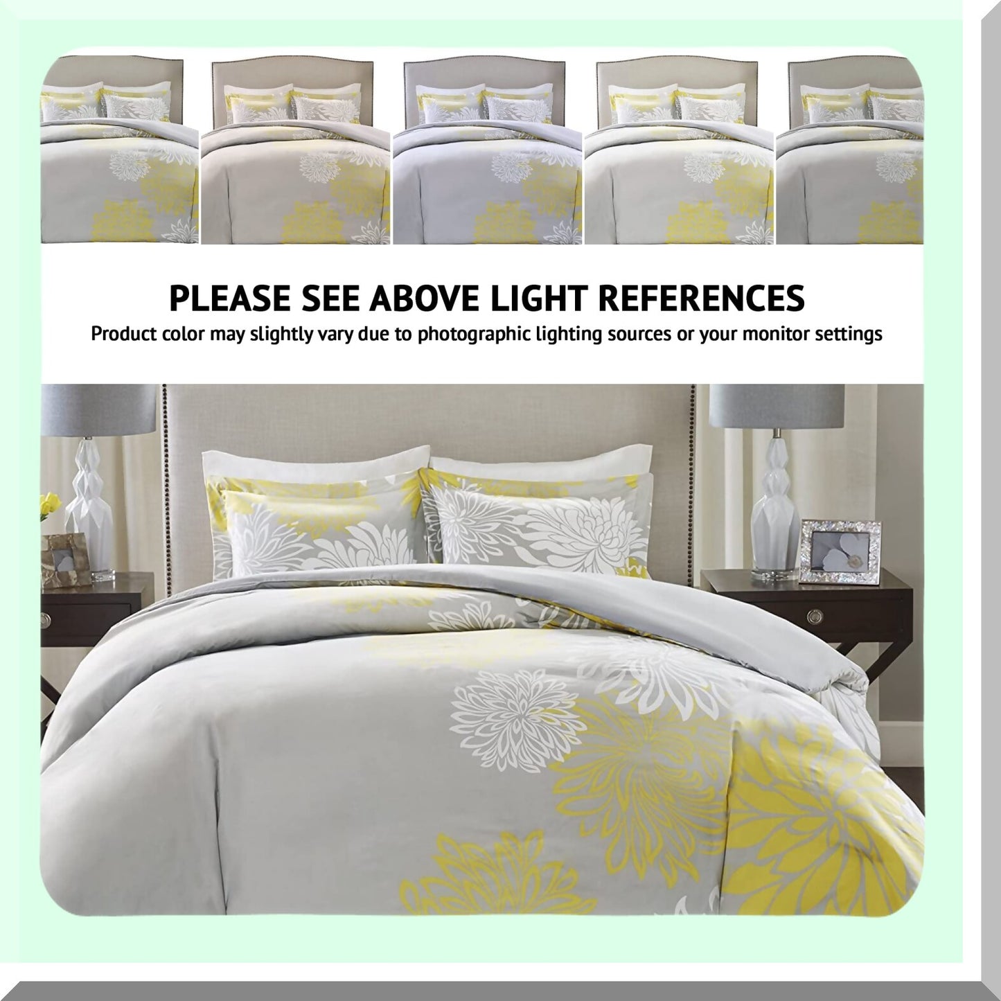 Floral Bliss Comforter Set - All Season Down Alternative Bedding with Matching Shams, Bedskirt, and Decorative Pillows for Queen Size Bed, Yellow