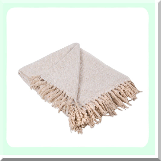 PureComfort Diamond Weave Cotton Throw Blanket, 50x60, White