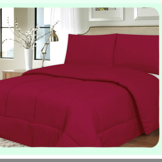 Luxury Burgundy Microfiber Comforter - Full Size Box Stitched Bedding with Down Alternative Polyester Fill for Ultimate Comfort and Coziness
