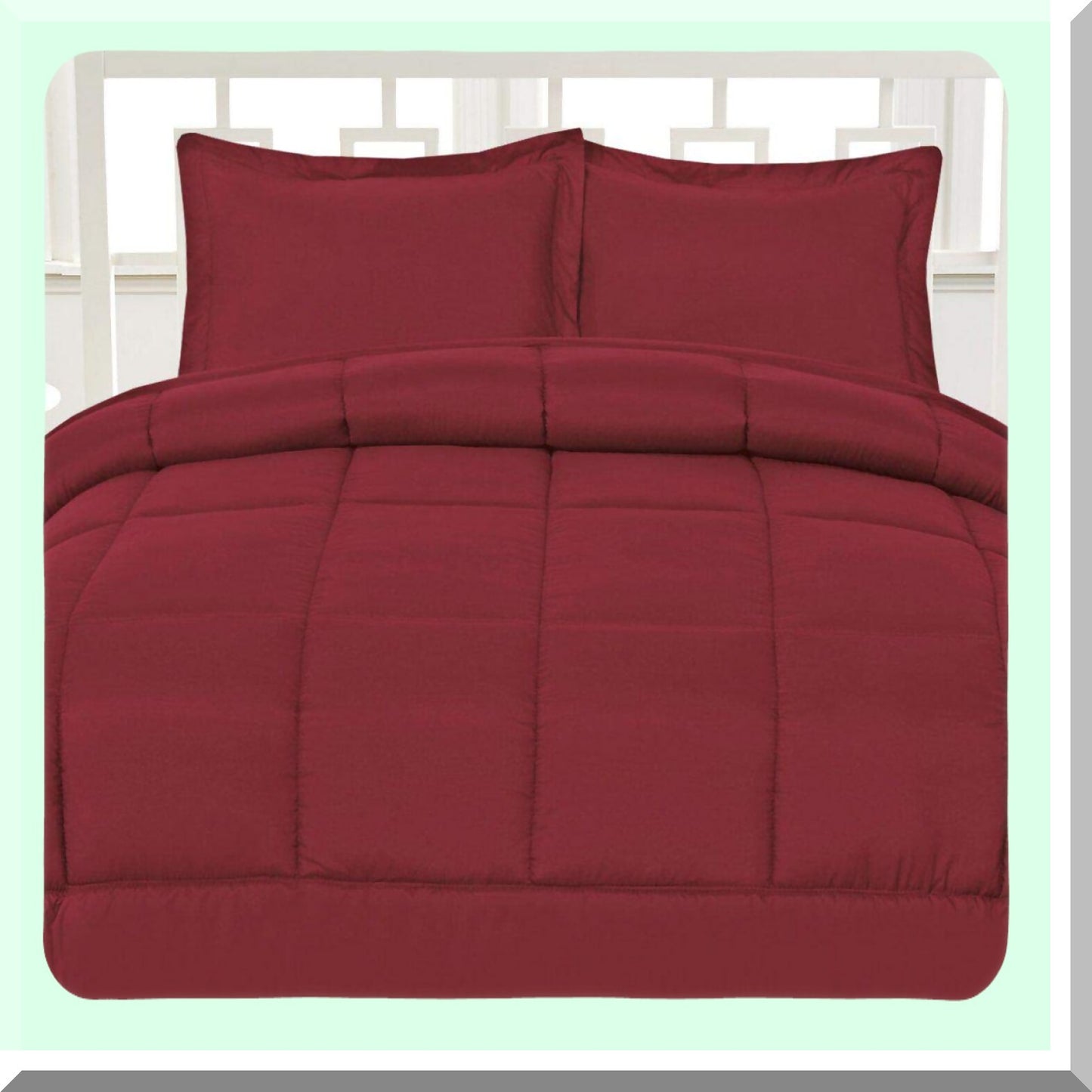 Luxury Burgundy Microfiber Comforter - Full Size Box Stitched Bedding with Down Alternative Polyester Fill for Ultimate Comfort and Coziness