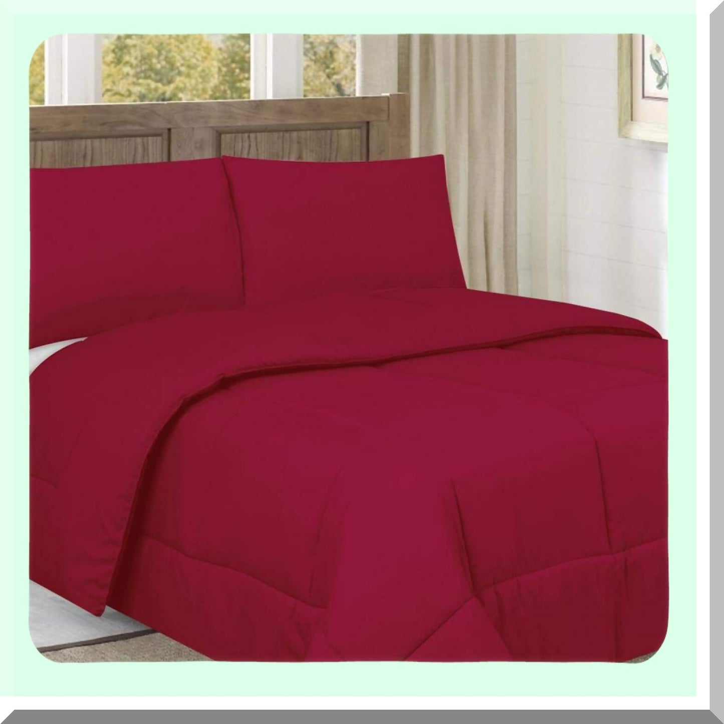 Luxury Burgundy Microfiber Comforter - Full Size Box Stitched Bedding with Down Alternative Polyester Fill for Ultimate Comfort and Coziness