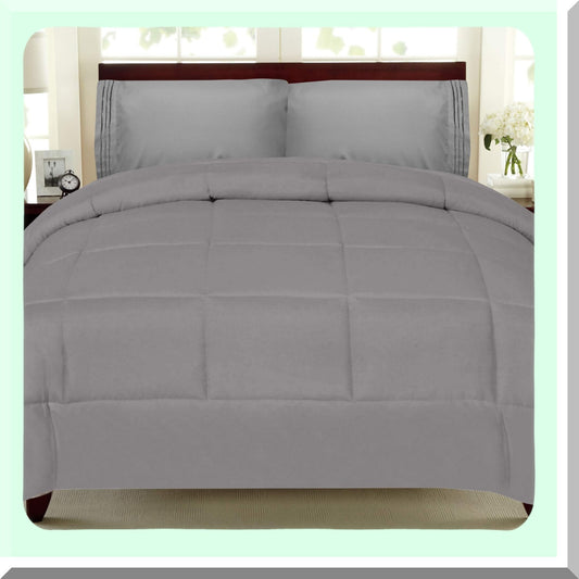 Arctic Cloud Gray Down-Alternative Comforter - Luxurious White Goose Down Feel, Hypoallergenic, Ultra-Soft Microfiber Cover, All-Season Warmth