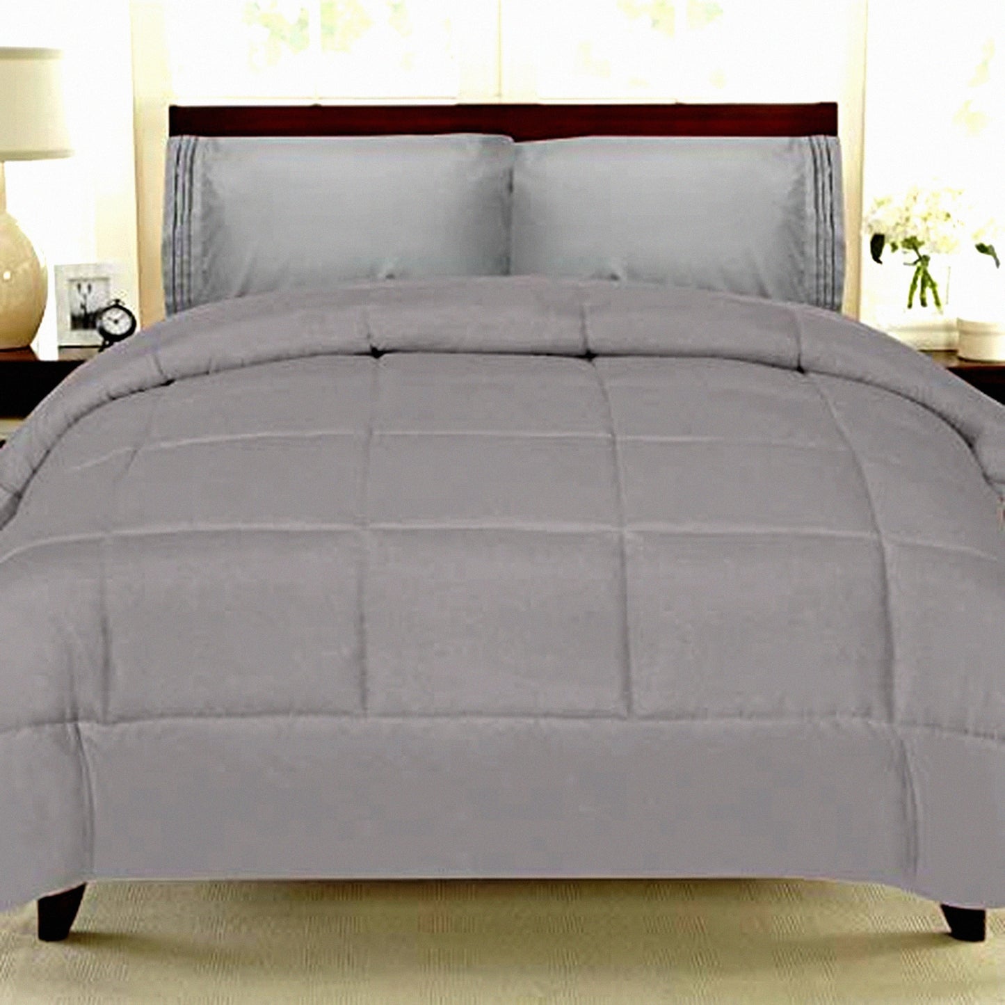 Arctic Cloud Gray Down-Alternative Comforter - Luxurious White Goose Down Feel, Hypoallergenic, Ultra-Soft Microfiber Cover, All-Season Warmth