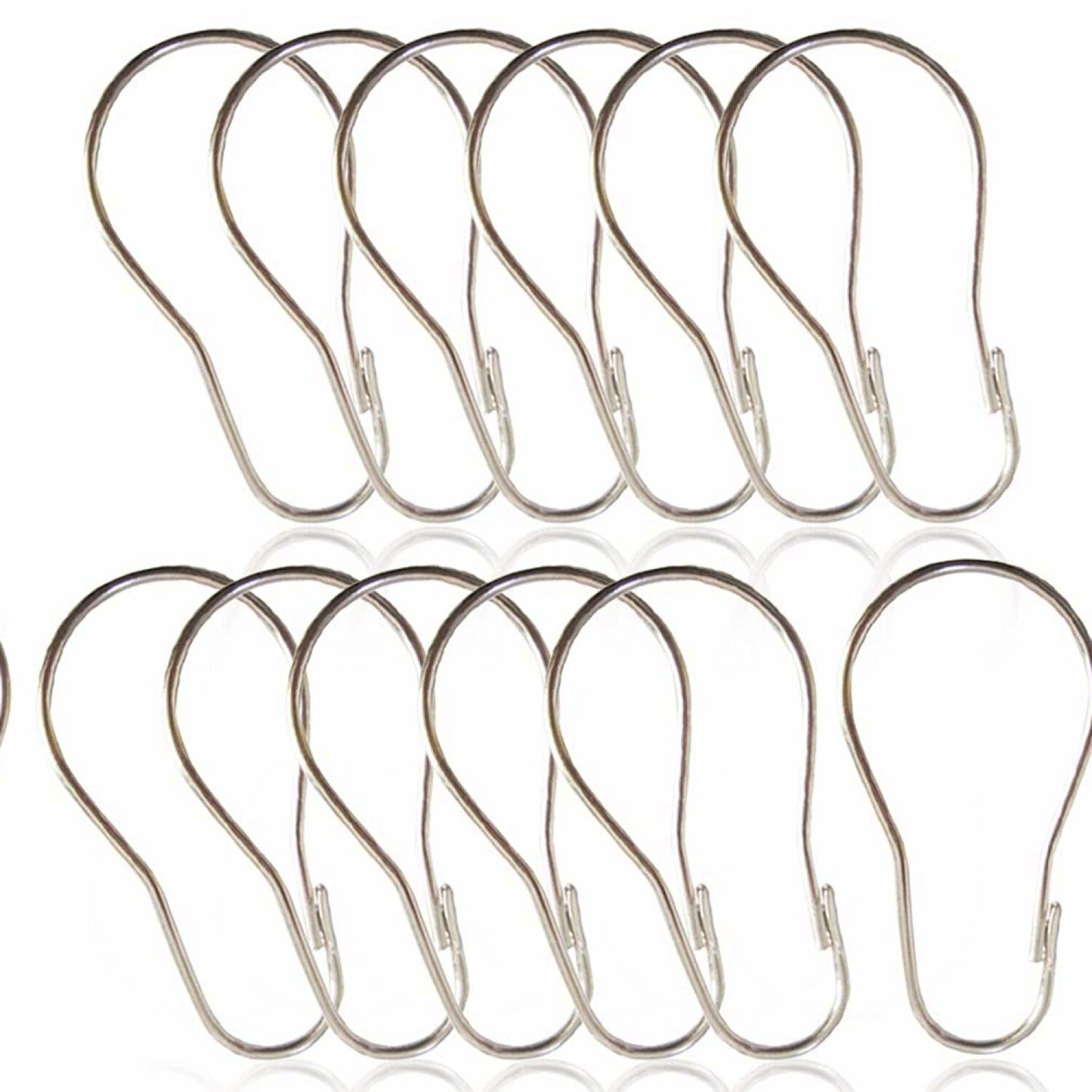 12 Pack Metal Shower Curtain Rings Hooks