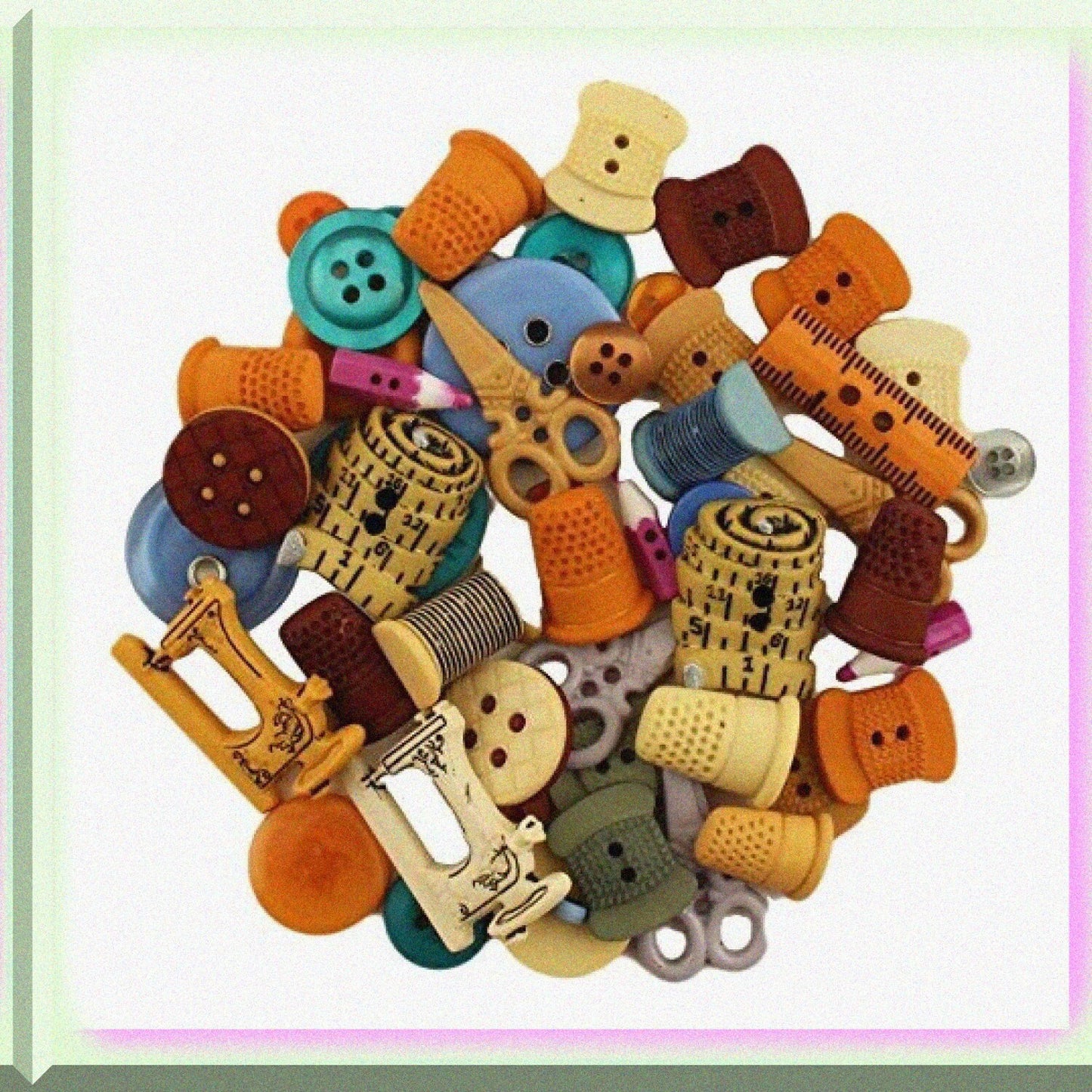 Collection of 50 Round Sewing Embellishments 4.5 Inches