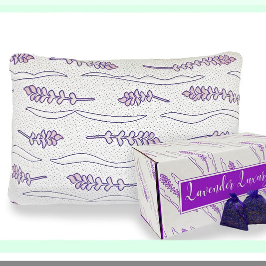 CoolDream Lavender Memory Foam Pillow - USA Made, Shredded Gel Foam, Cooling Cover, Soft Bed Pillow for Sleeping - GREENGUARD Gold Standard