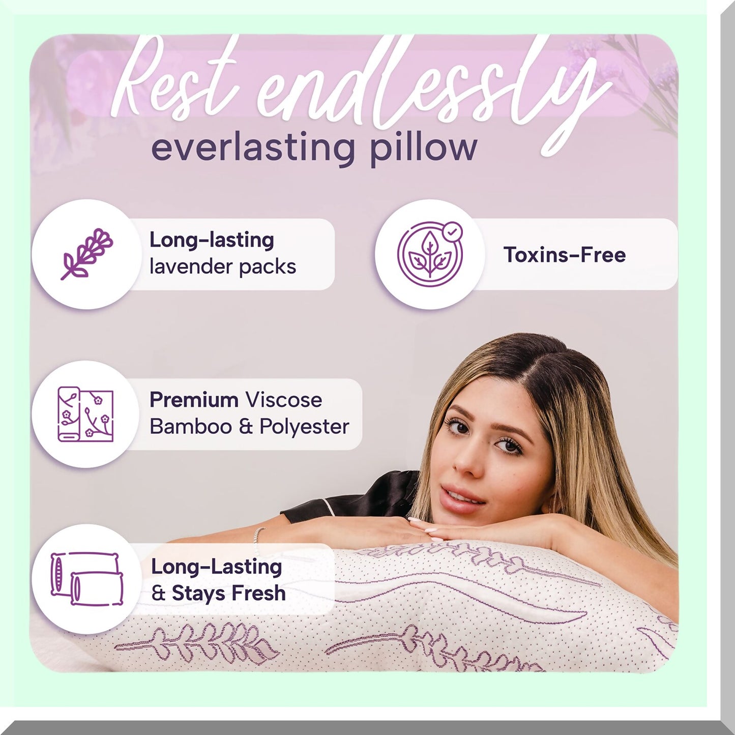 CoolDream Lavender Memory Foam Pillow - USA Made, Shredded Gel Foam, Cooling Cover, Soft Bed Pillow for Sleeping - GREENGUARD Gold Standard