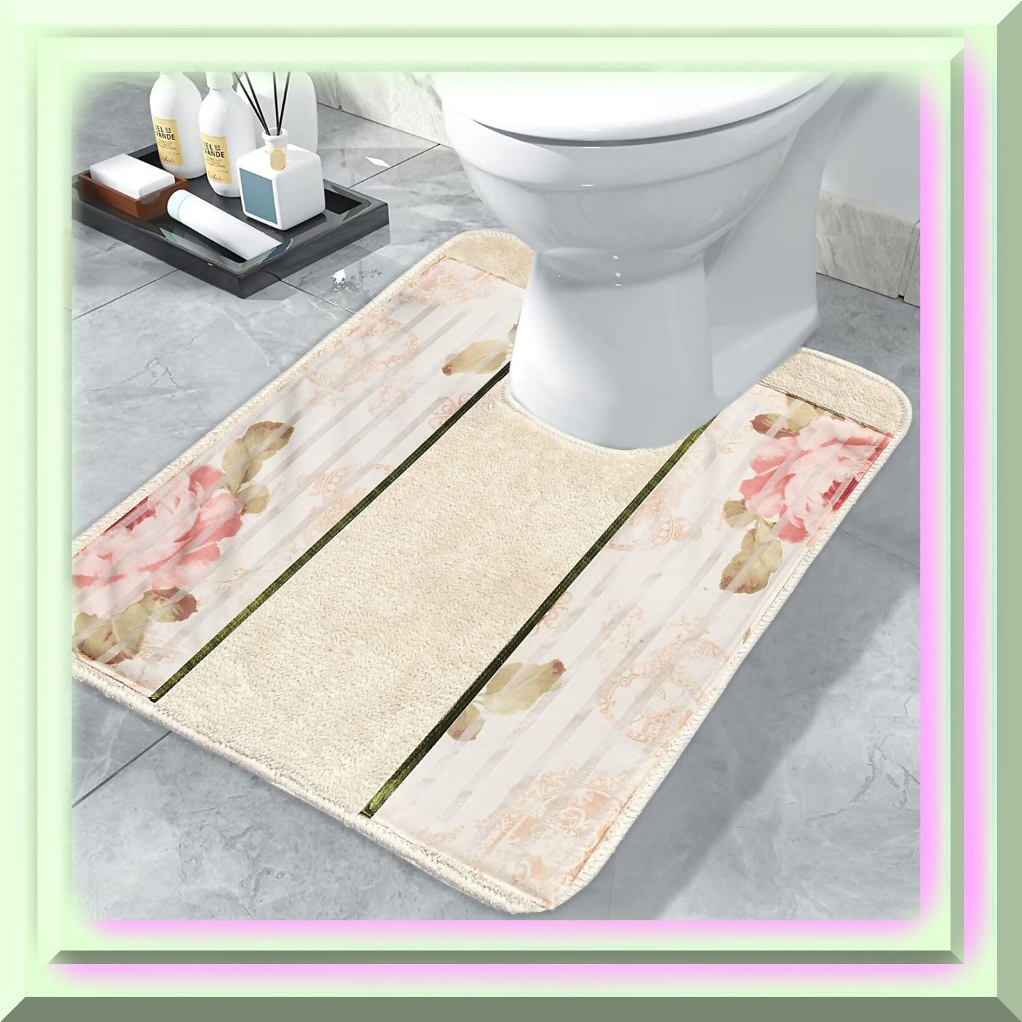 Contour Rug Madeline Collection 23" x 10.5" Beige/Pink