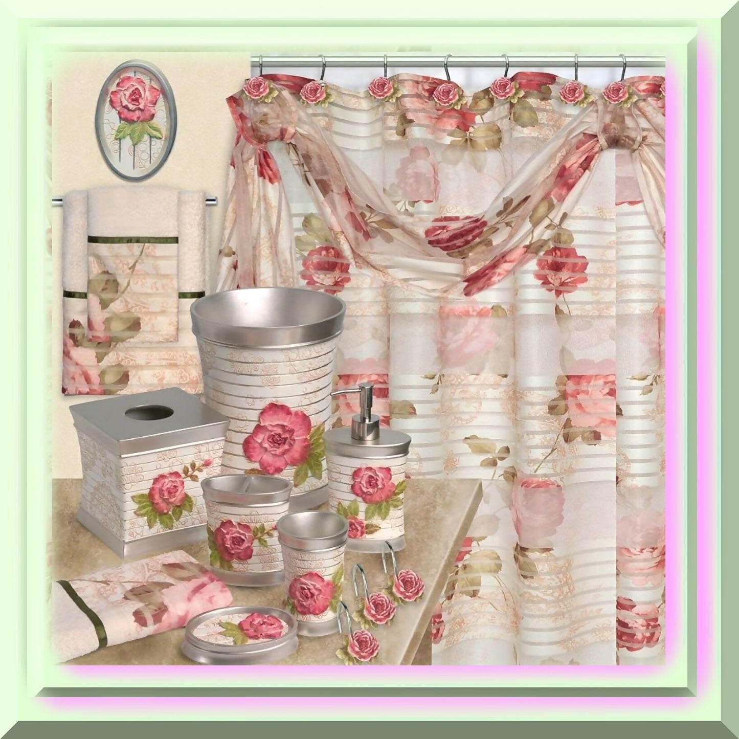 Contour Rug Madeline Collection 23" x 10.5" Beige/Pink