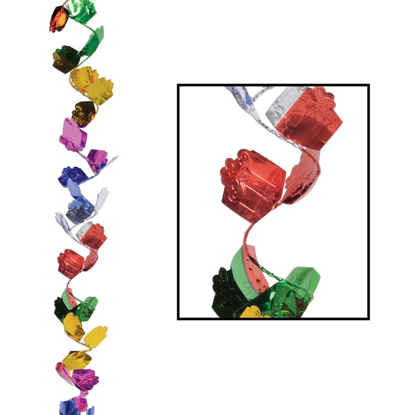 Metallic Gift Box Garland for Birthday Party Decorations
