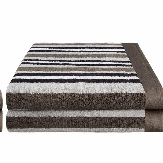 Striped 2-Piece Bath Sheet Set Charcoal 34x68