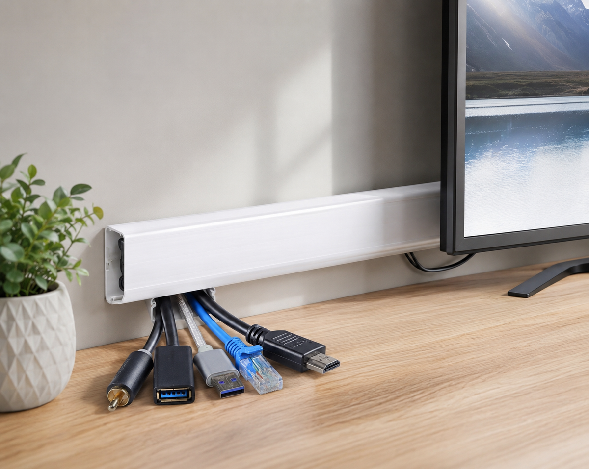 TV wall cord cover, 31.5 inches, paintable white cable concealer