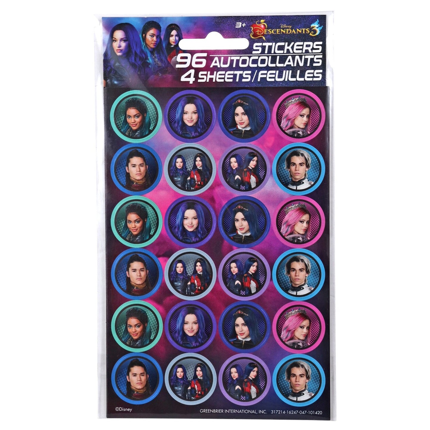 Disney Descendants 3 Sticker Sheets, 4-ct. Packs (Pack of 24)