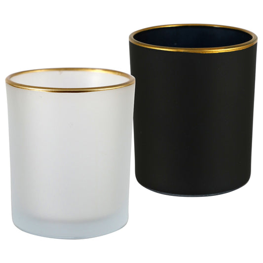Frosted Candleholder Tumblers with Gold Rims, 3.25x2.75 in. (Pack of 24)