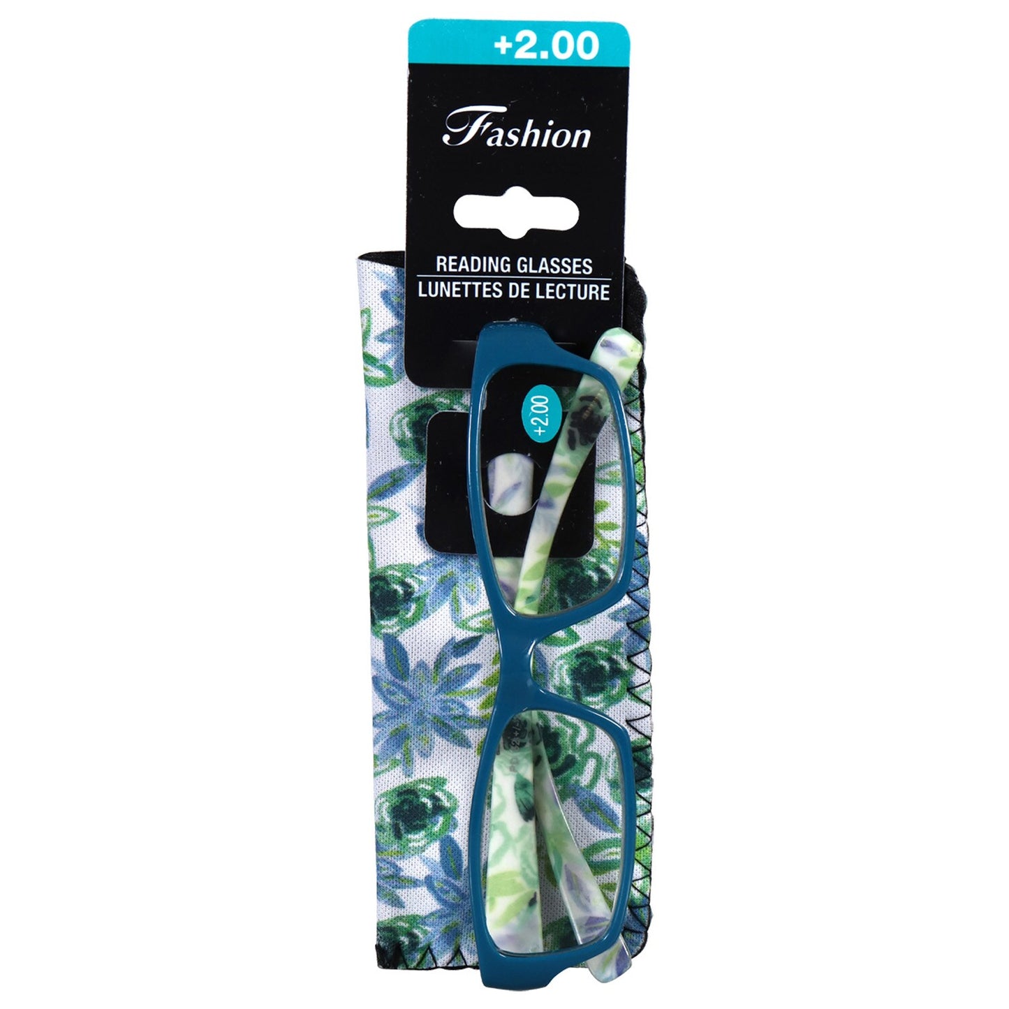 Fashion Readers with pouches, 2.0 Diopter (Pack of 24)