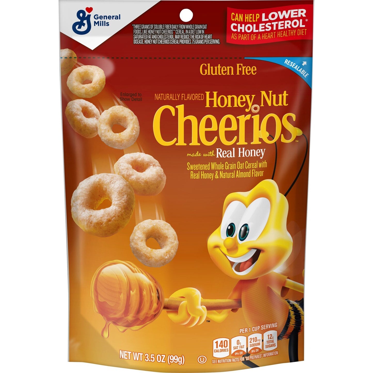 Honey Nut Cheerios Cereal, 3.5 oz. Pouches (Pack of 6)