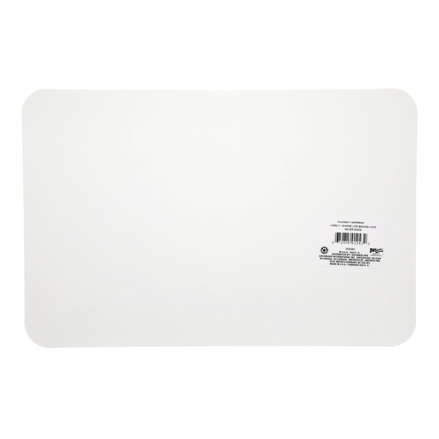 Family Where Life Begins & Love Never Ends Placemat (Pack of 18)