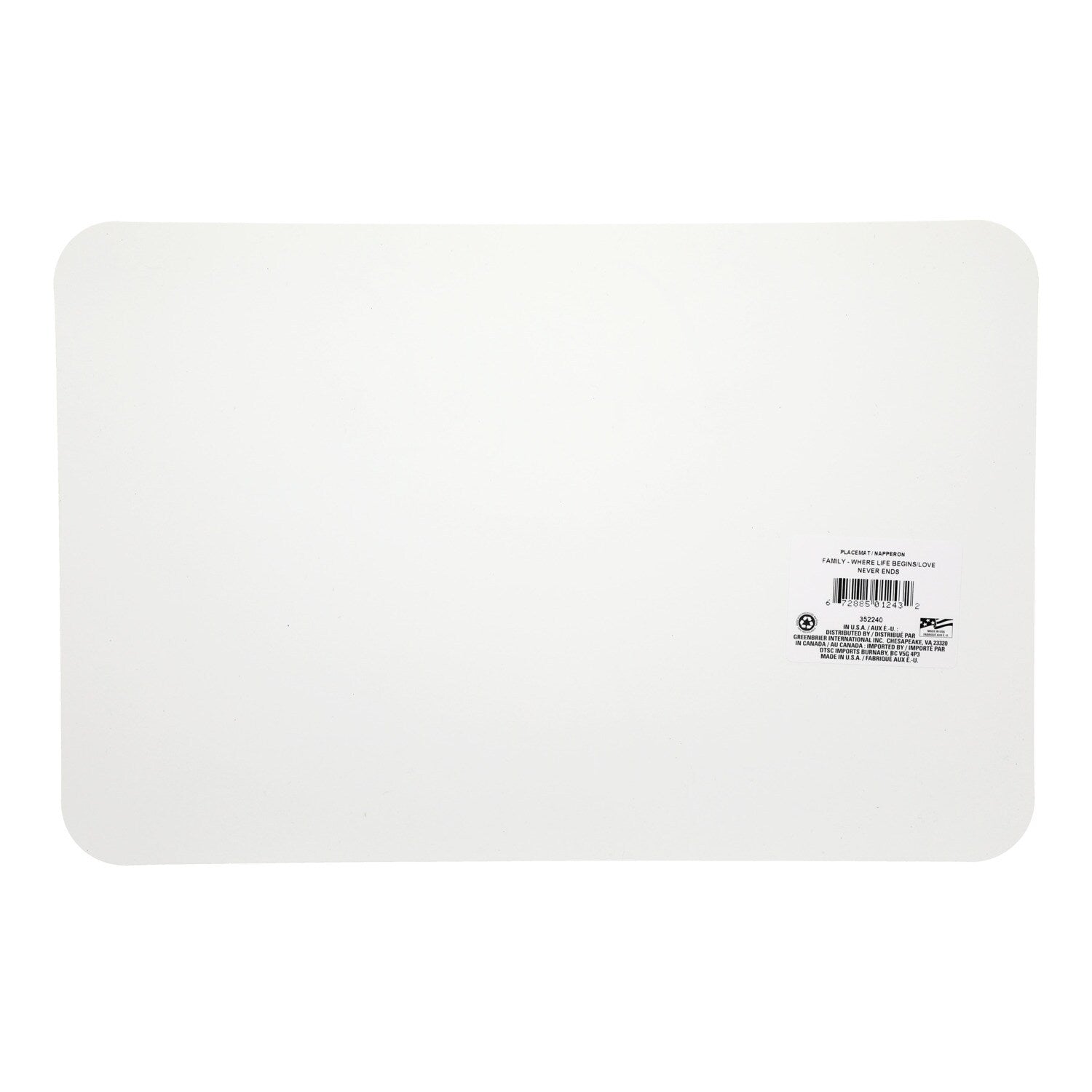 Family Where Life Begins & Love Never Ends Placemat (Pack of 18)